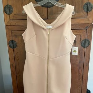 Flattering pale pink zip front dress
